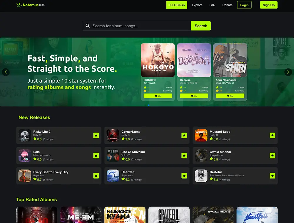 Music Rating App Interface
